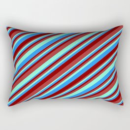 [ Thumbnail: Brown, Aquamarine, Blue, and Maroon Colored Striped/Lined Pattern Rectangular Pillow ]