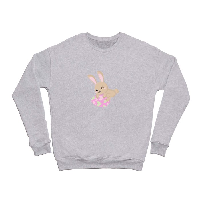 Cute Easter Bunny with an Easter Egg Crewneck Sweatshirt