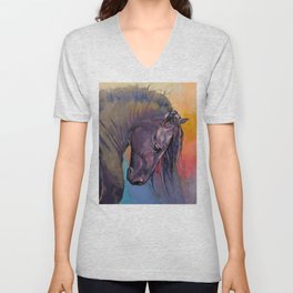 Friesian Horse V Neck T Shirt