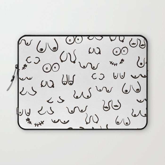 Boobs Sketch Black and White Laptop Sleeve