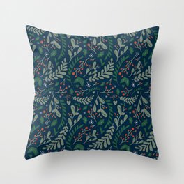 Leaves // Navy Throw Pillow