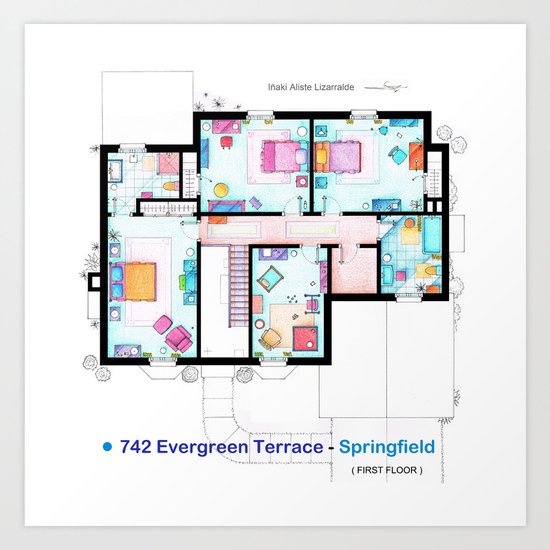 The house of Simpson family - First floor Art Print