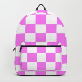Checkered Pattern White and Rose Pink Backpack | Pink, Azalea, Rose, Chrysanthemum, Lily, Cherry, Box, Square, Calla, Begonias 