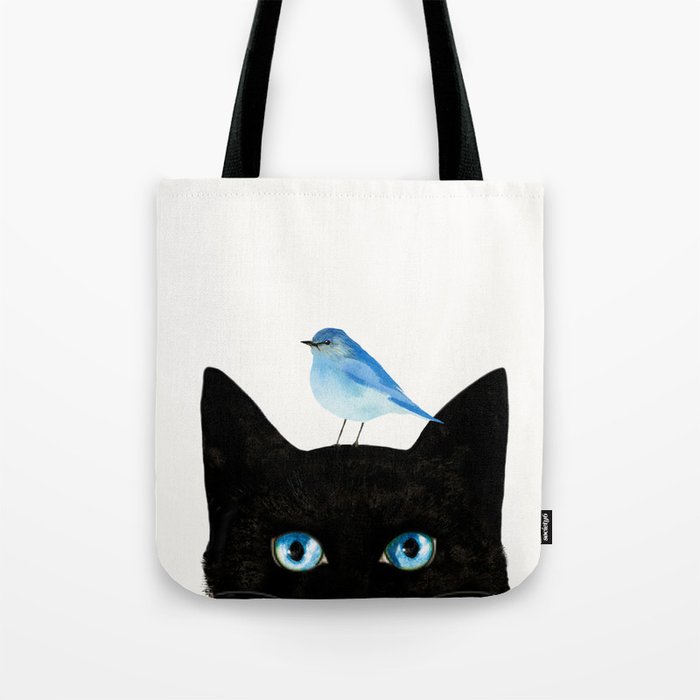 Cat and Bird Tote Bag