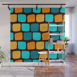 blue and orange squares Wall Mural