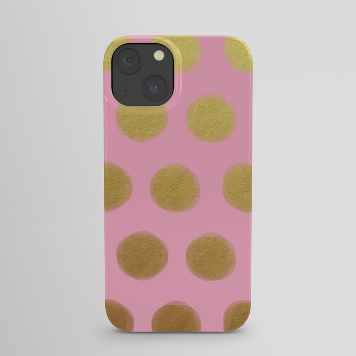 painted polka dots - pink and gold iPhone Case
