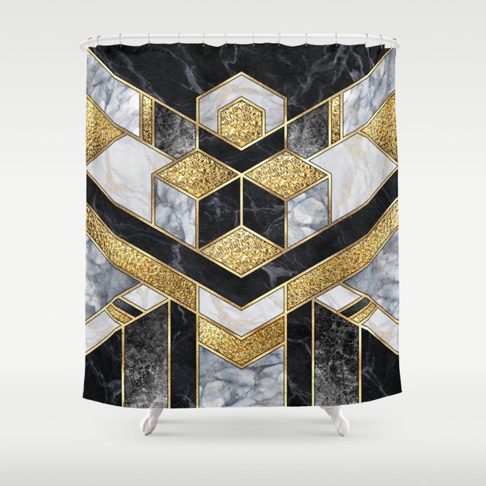 Shower curtains store black and gold