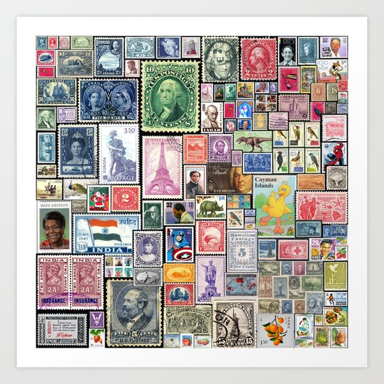 Stamps | Collage Art Print