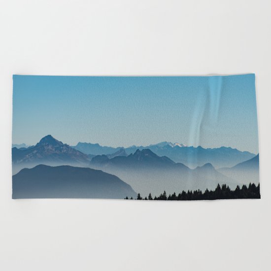 Blue Valley #mountains II Beach Towel