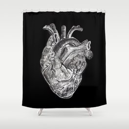 Black Heart Shower Curtain