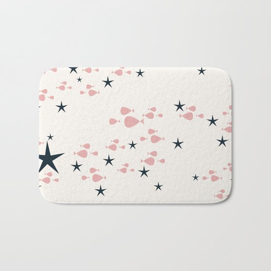 fish and stars pink Bath Mat
