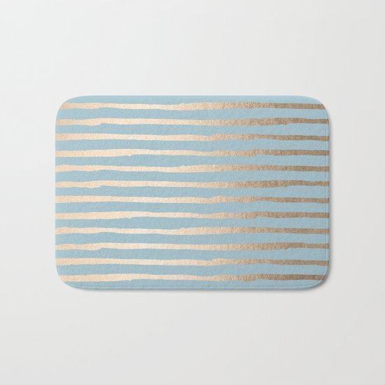 Abstract Stripes Gold Tropical Ocean Sea Blue Bath Mat
