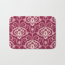 Seamless red lace background with floral pattern Bath Mat | Handdrawn, Ornament, Native, Vignette, Ethnic, Pattern, Motifs, Seamlesspattern, Illustration, Ancient 