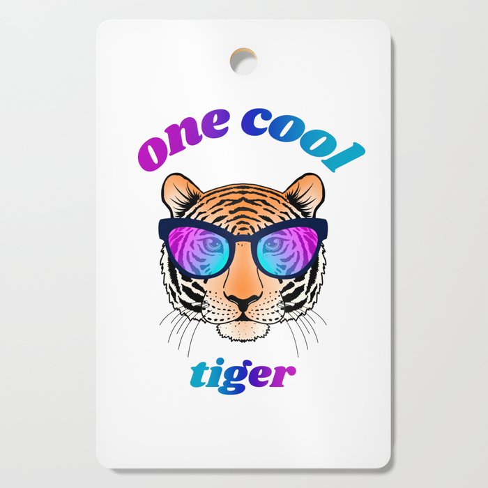 Cool tiger face with gradient glasses Cutting Board
