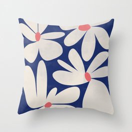 Retro floral wall art print | flowers, colorful, modern, drawing, illustration Throw Pillow