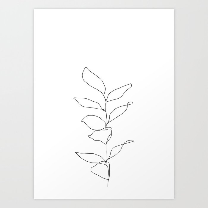 Plant one line drawing illustration - Kay Art Print by thecolourstudy ...
