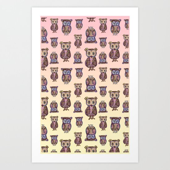 Owl pattern Art Print