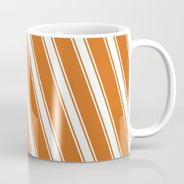 [ Thumbnail: Chocolate & Mint Cream Colored Lined Pattern Coffee Mug ]