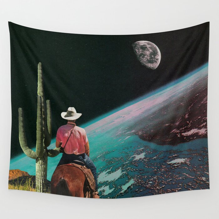 Yeehah Wandbehang | Collage, Collage, Collage-kunst, Vintage, Cowboy, Weltraum, Trippy, Cactus, Surrealismus, Karenlynch