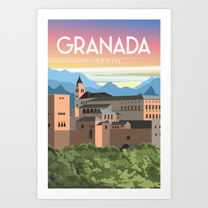 Granada Spain travel poster Art Print