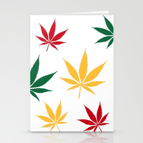 Rasta color leaves on white  Stationery Cards
