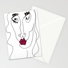 line drawing portrait Stationery Cards