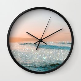 Glitter Sparkles Beach Surfer Wall Clock | Viral, Digital, Surf, Modern, Ocean, Pretty, Jenner, Tiktok, Glittery, Retro 