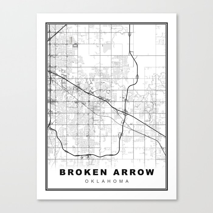 Broken Arrow Map Canvas Print