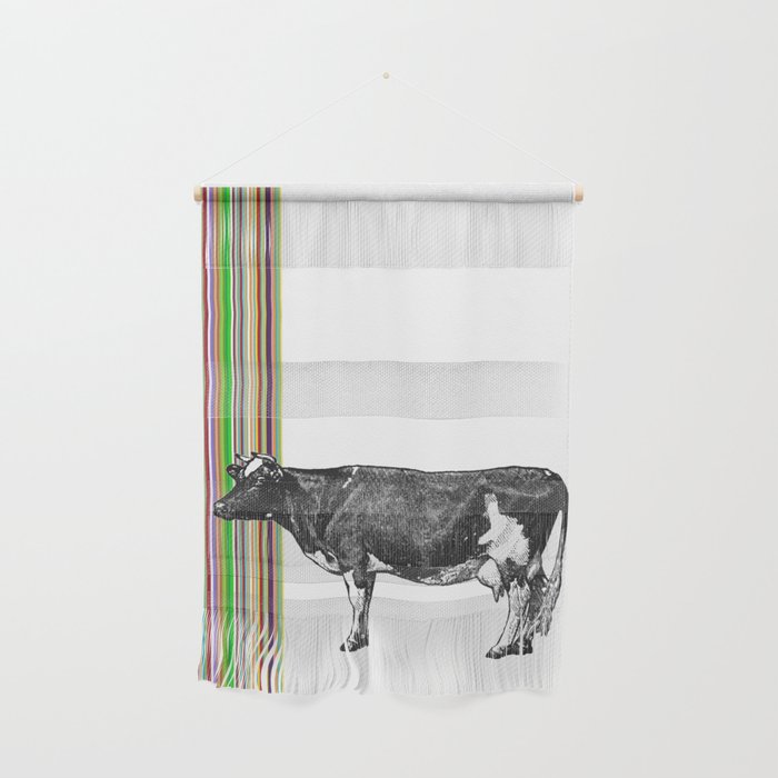 Retro Stripes and Cow Wall Hanging