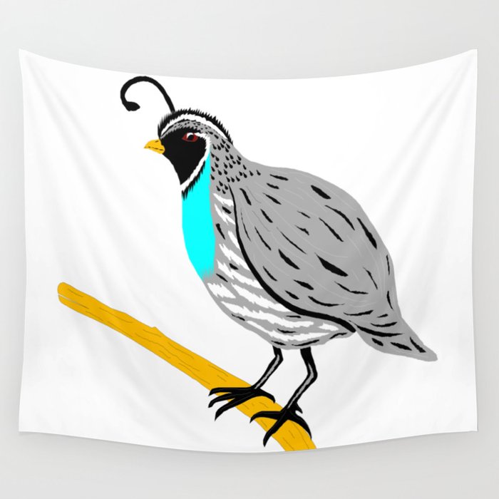 Quail On A Branch Wall Tapestry