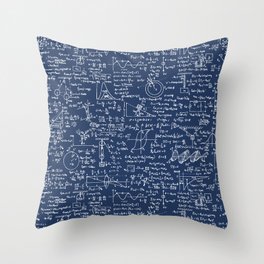 Physics Equations // Navy Throw Pillow