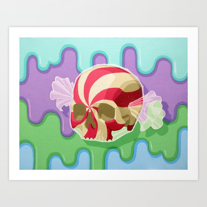 Peppermint Skull Art Print