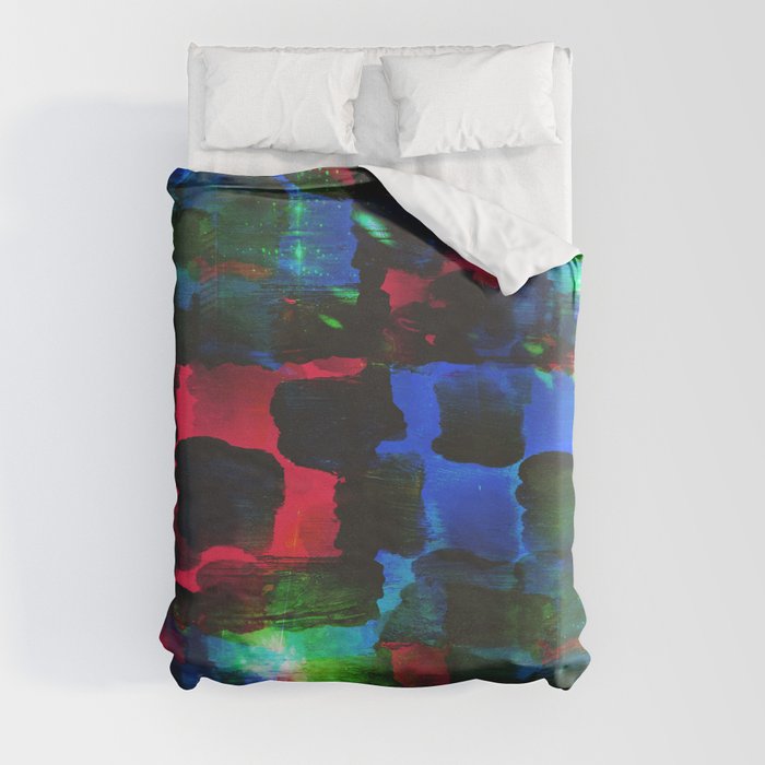 Brush pattern textured style palette picture red, green, blue frame watercolor seamless background Duvet Cover
