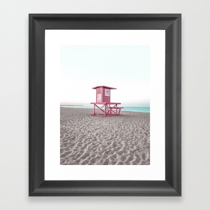 Lifeguard Tower in Pink Framed Art Print