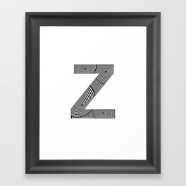 capital letter Z in black and white, with lines creating volume effect Framed Art Print