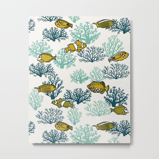Coral Garden - Blue by Andrea Lauren Metal Print