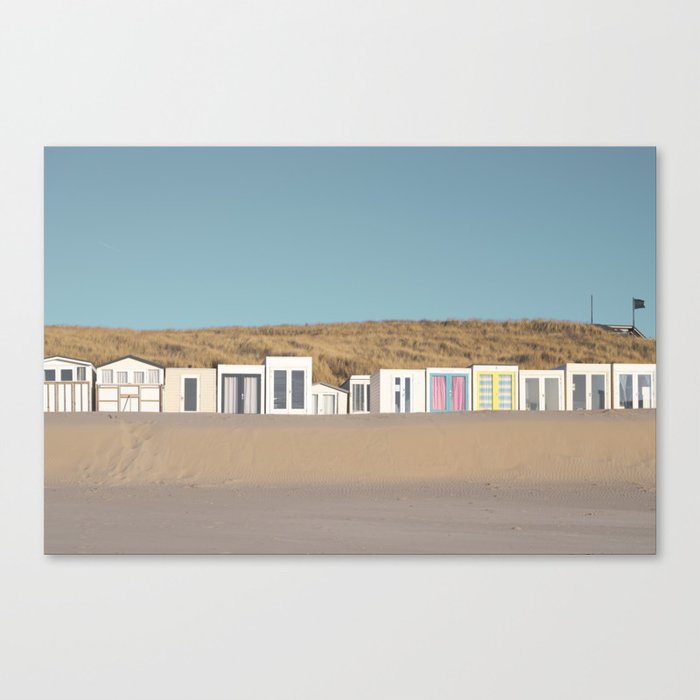 Vintage colorful pastel beach houses art print- dutch summer vibes - sunset travel photography Canvas Print