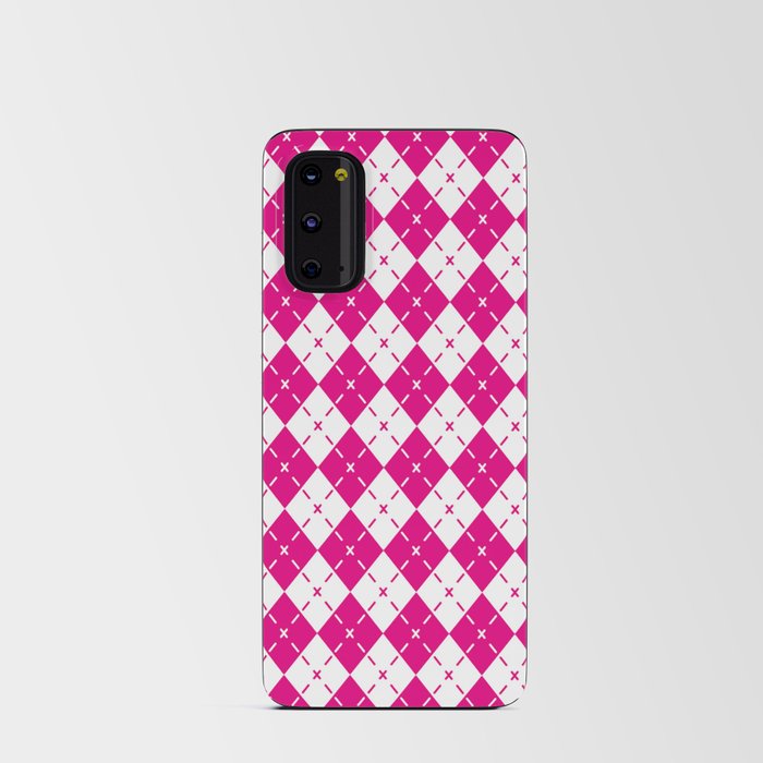 Pink Argyle Pattern,Diamond Geometrical Shape Quilt Knit Sweater Tartan Android Card Case