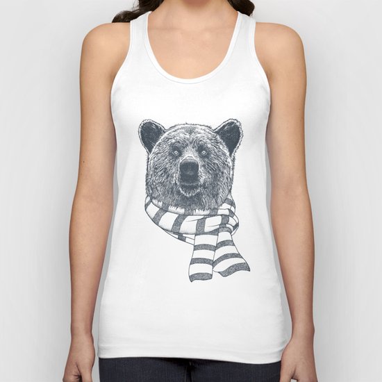 Winter Bear Drawing Unisex Tank Top