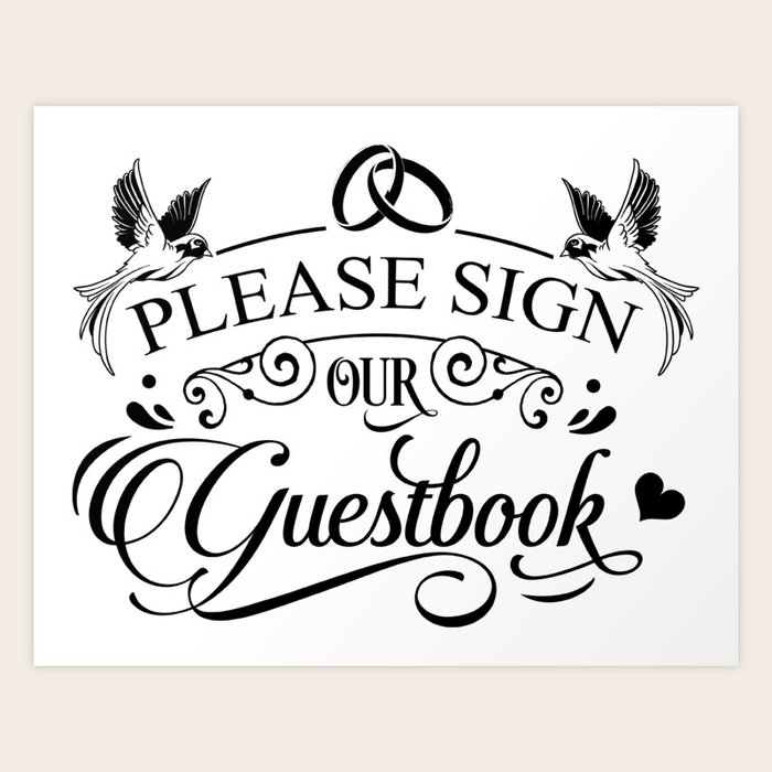 Please sign our guestbook wedding sign Art Print by JKDesignFactory