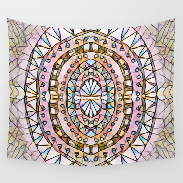 Pastel Aztec Oval Pattern Wall Tapestry