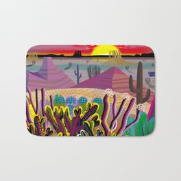 The Desert Within You Bath Mat | Purple, Digital, Sunset, Desert, Dawn, Sun, Cactus, Dusk, Redsky, Landscape 