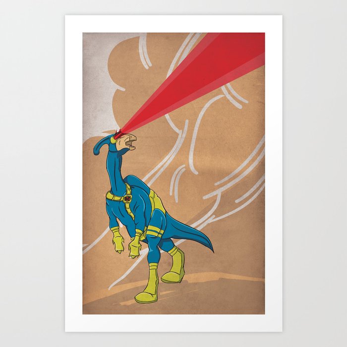Paracyclophus - Superhero Dinosaurs Series Art Print | Drawing, Pop-art, Comic, Illustration, Animals, Comics, Illustration, Pop-art
