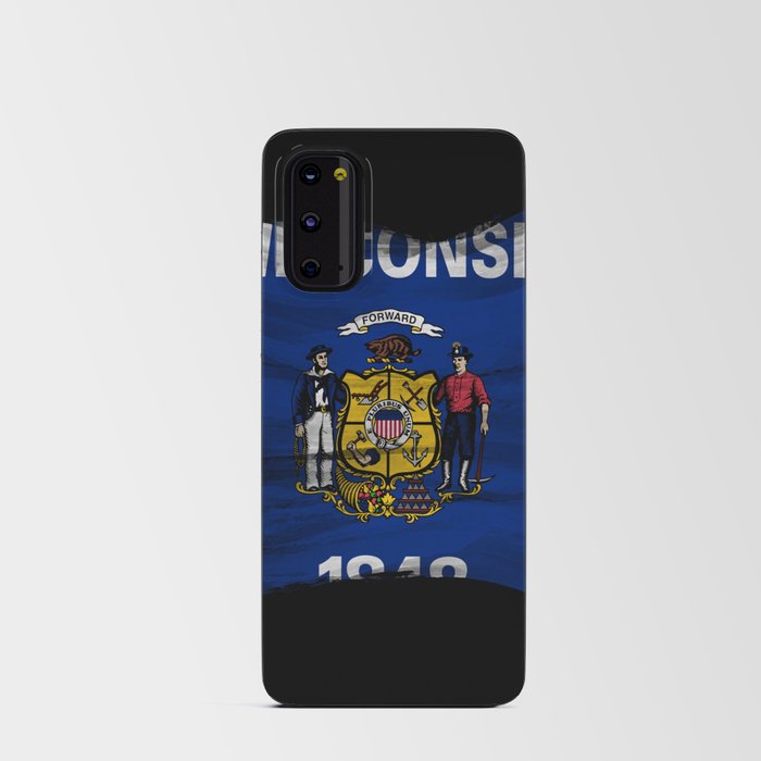 Wisconsin state flag brush stroke, Wisconsin flag background Android Card Case