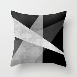 Ambitious | Abstract in White + Gray on Black Throw Pillow