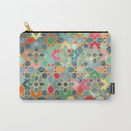 Gilt & Glory - Colorful Moroccan Mosaic Carry-All Pouch | Moroccan, Pattern, Micklyn, Gradient, Yellow, Curated, Painting, Tiles, Patchwork, Ombre 