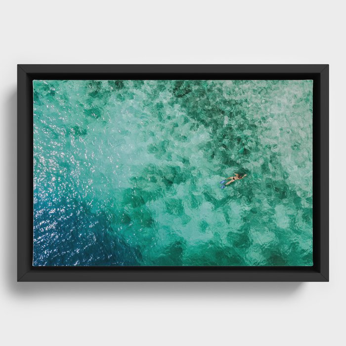 Tropical Swimmer Framed Canvas