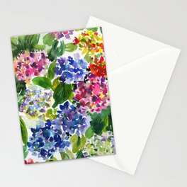 hydrangeas in green: watercolor flowers Stationery Card