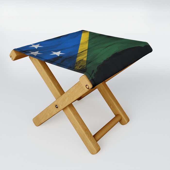 Solomon Islands flag brush stroke, national flag Folding Stool