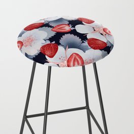 Strawberry Pattern with flowers and leaves Bar Stool
